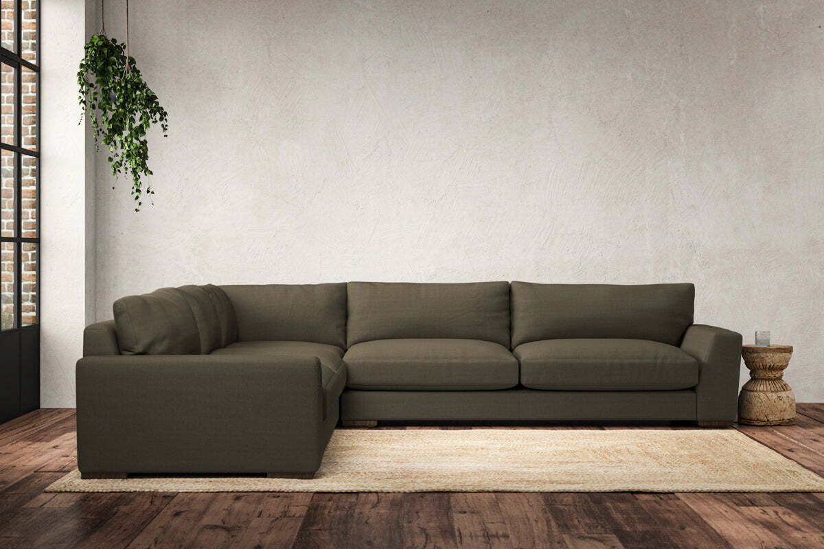 Guddu Grand Left Hand Corner Sofa - Recycled Cotton Fatigue-MAKE TO ORDER-Nkuku