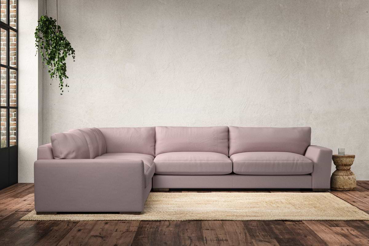 Guddu Grand Left Hand Corner Sofa - Recycled Cotton Lavender-MAKE TO ORDER-Nkuku