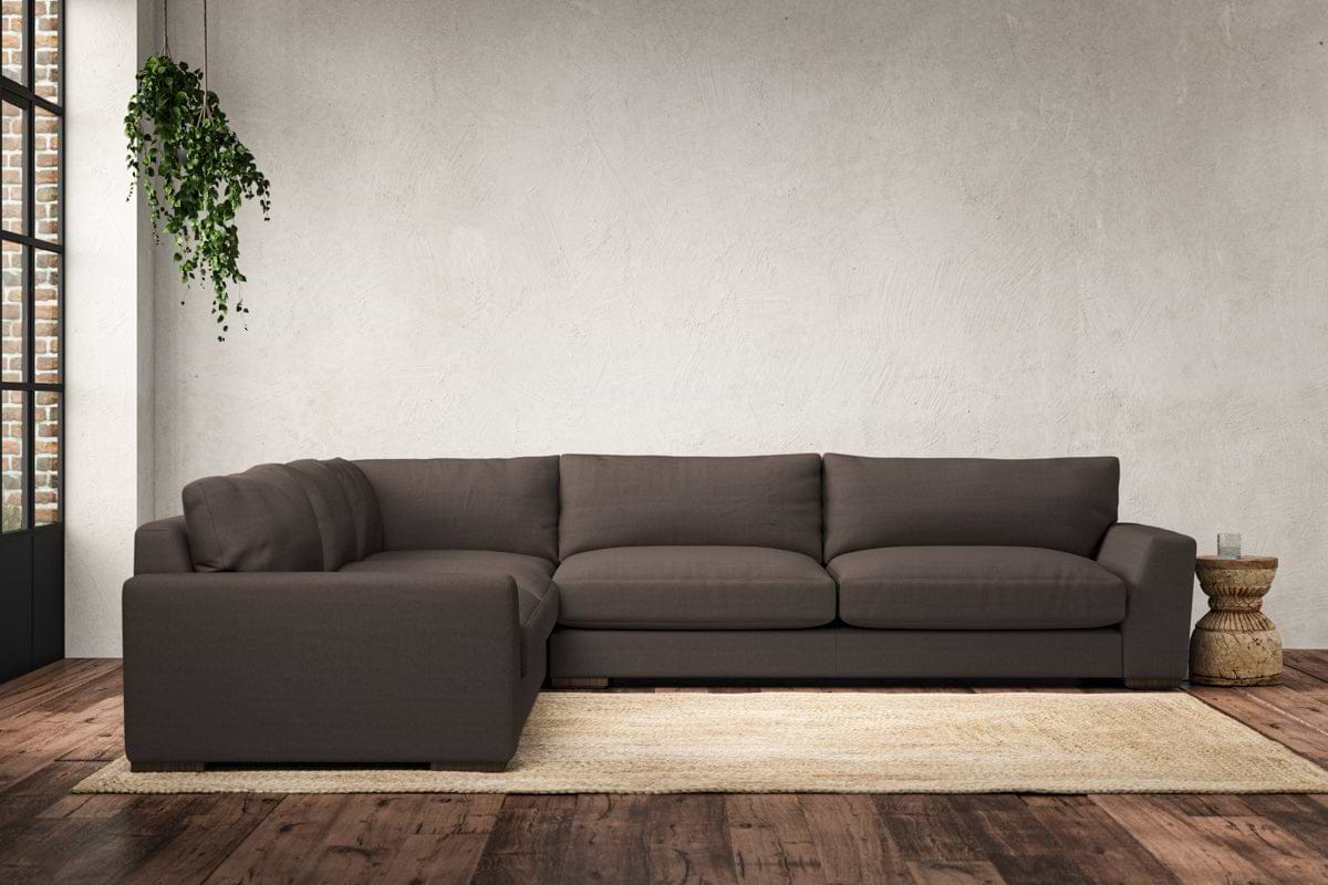 Guddu Grand Left Hand Corner Sofa - Recycled Cotton Mocha-MAKE TO ORDER-Nkuku