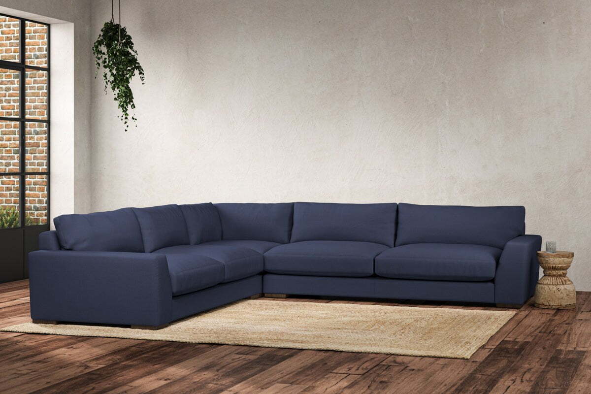 Guddu Grand Left Hand Corner Sofa - Recycled Cotton Navy