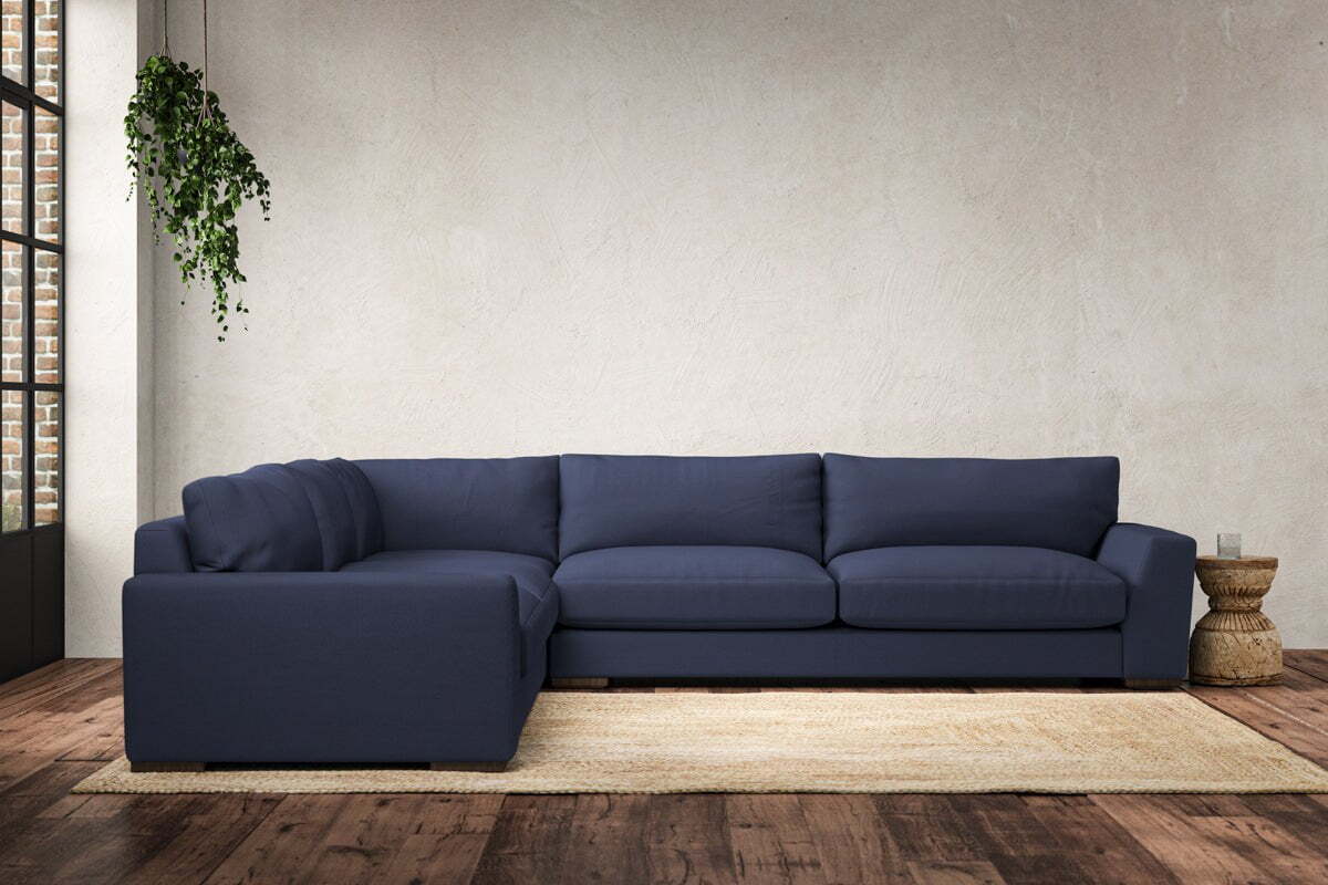Guddu Grand Left Hand Corner Sofa - Recycled Cotton Navy-MAKE TO ORDER-Nkuku