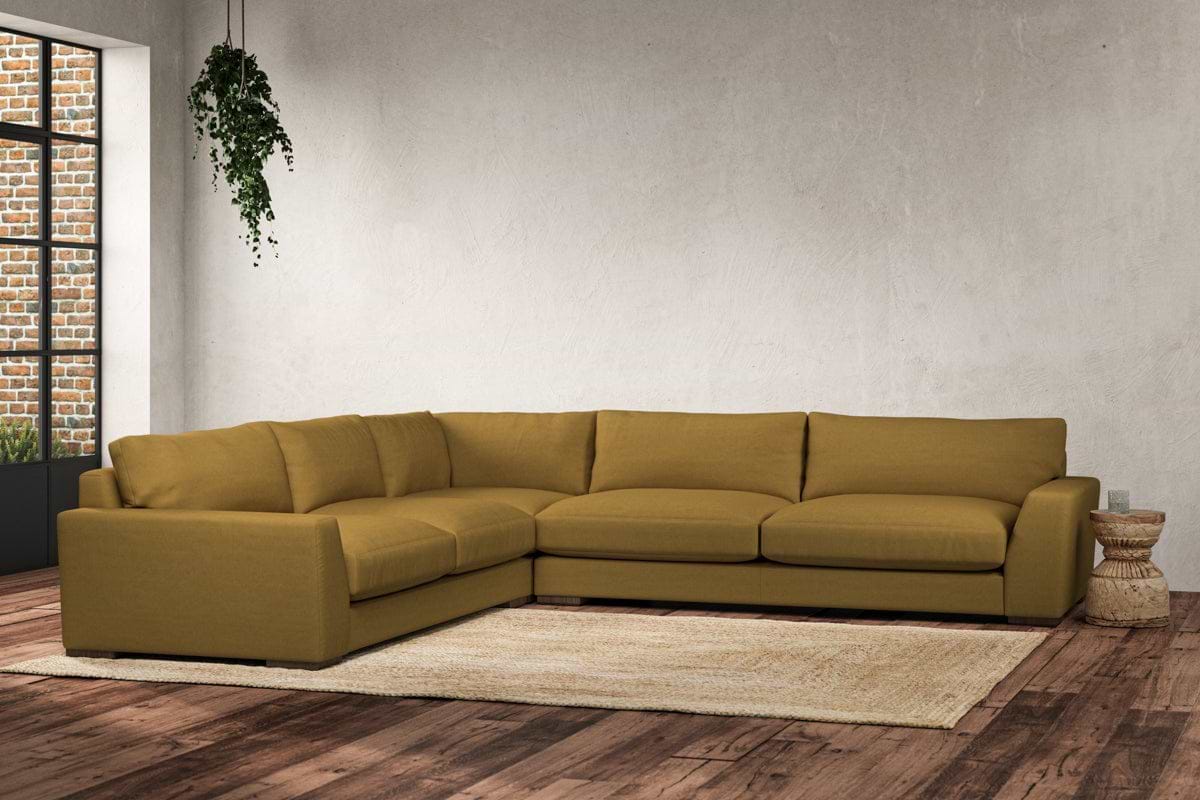Guddu Grand Left Hand Corner Sofa - Recycled Cotton Ochre