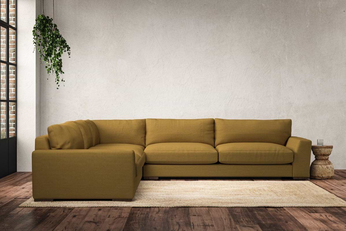 Guddu Grand Left Hand Corner Sofa - Recycled Cotton Ochre-MAKE TO ORDER-Nkuku
