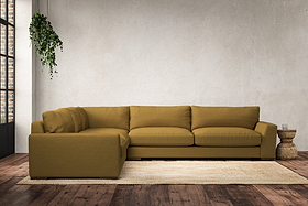 Guddu Grand Left Hand Corner Sofa - Recycled Cotton Ochre