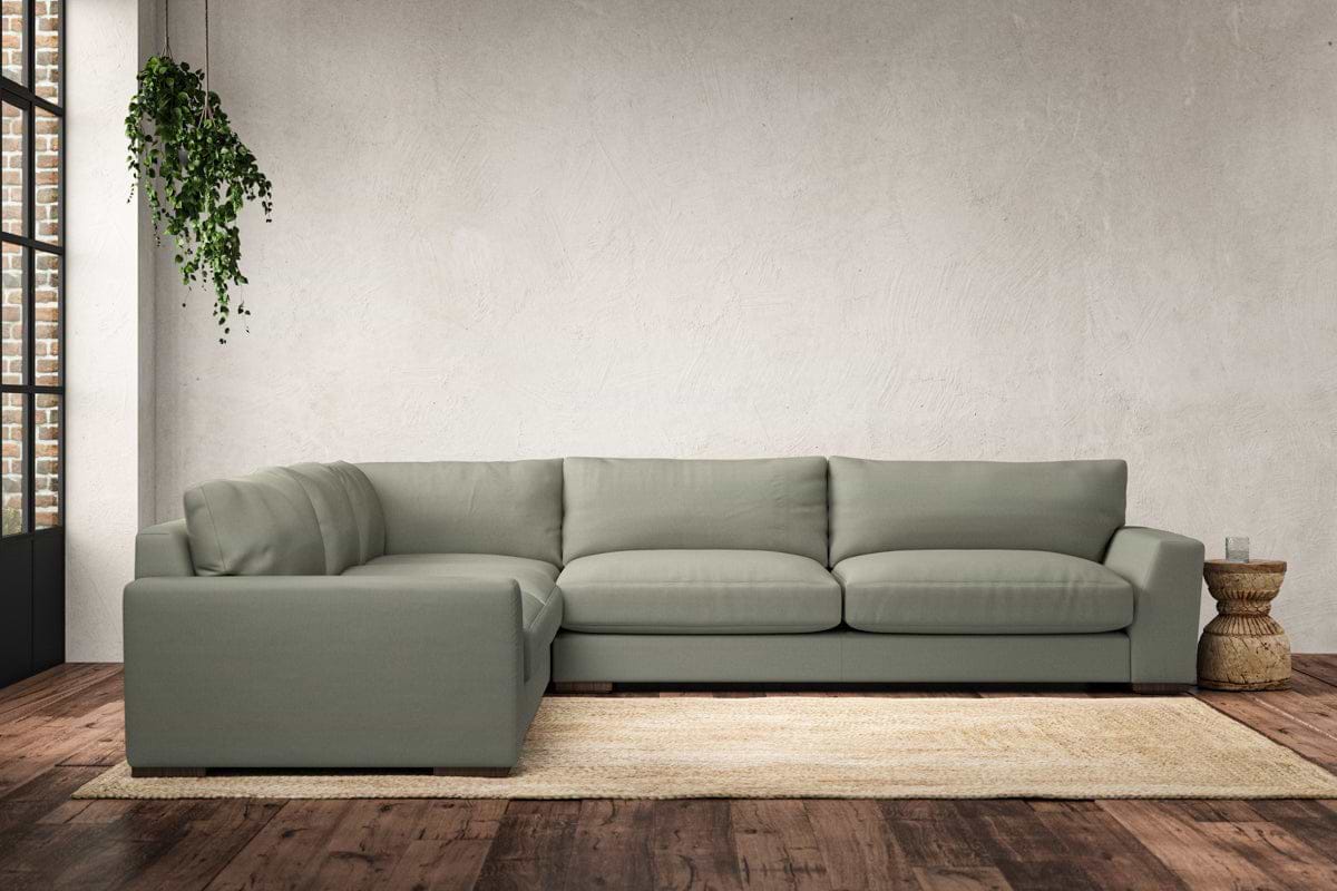 Guddu Grand Left Hand Corner Sofa - Recycled Cotton Seaspray-MAKE TO ORDER-Nkuku