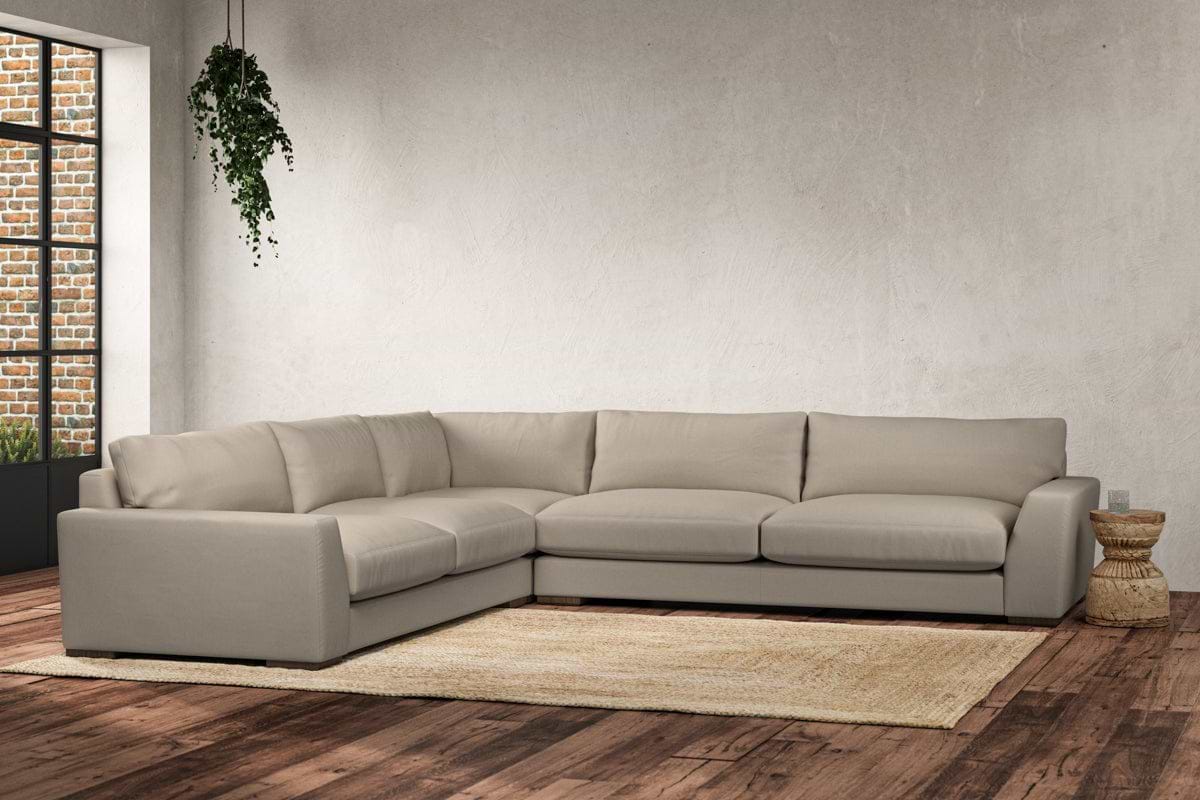Guddu Grand Left Hand Corner Sofa - Recycled Cotton Stone
