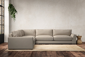 Guddu Grand Left Hand Corner Sofa - Recycled Cotton Stone