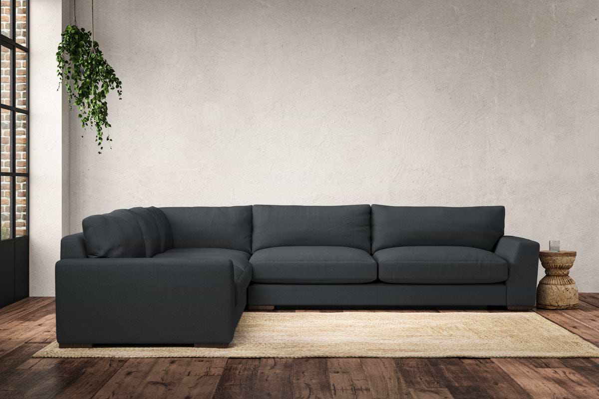 Guddu Grand Left Hand Corner Sofa - Recycled Cotton Thunder-MAKE TO ORDER-Nkuku