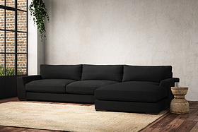 Guddu Grand Right Hand Chaise Sofa - Brera Linen Charcoal
