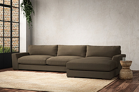 Guddu Grand Right Hand Chaise Sofa - Brera Linen Chestnut