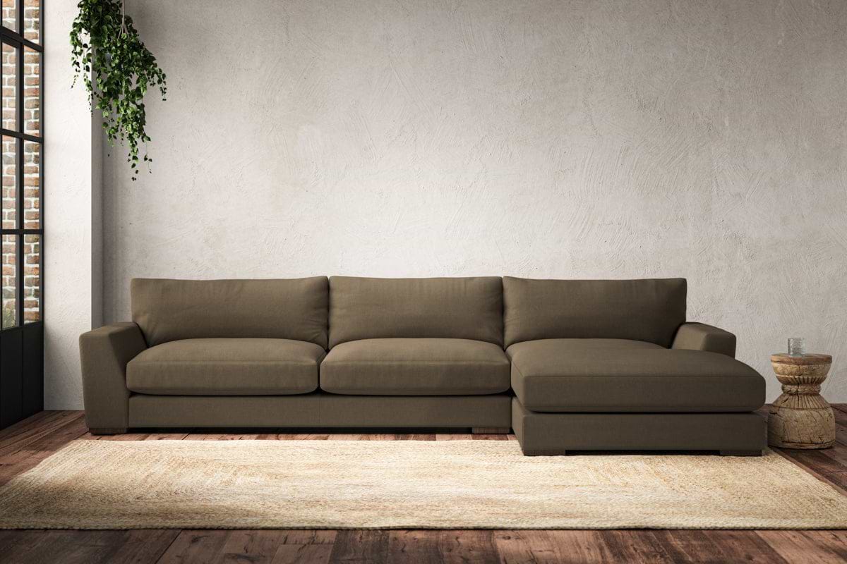 Guddu Grand Right Hand Chaise Sofa - Brera Linen Chestnut-MAKE TO ORDER-Nkuku