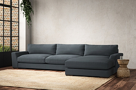 Guddu Grand Right Hand Chaise Sofa - Brera Linen Dusk