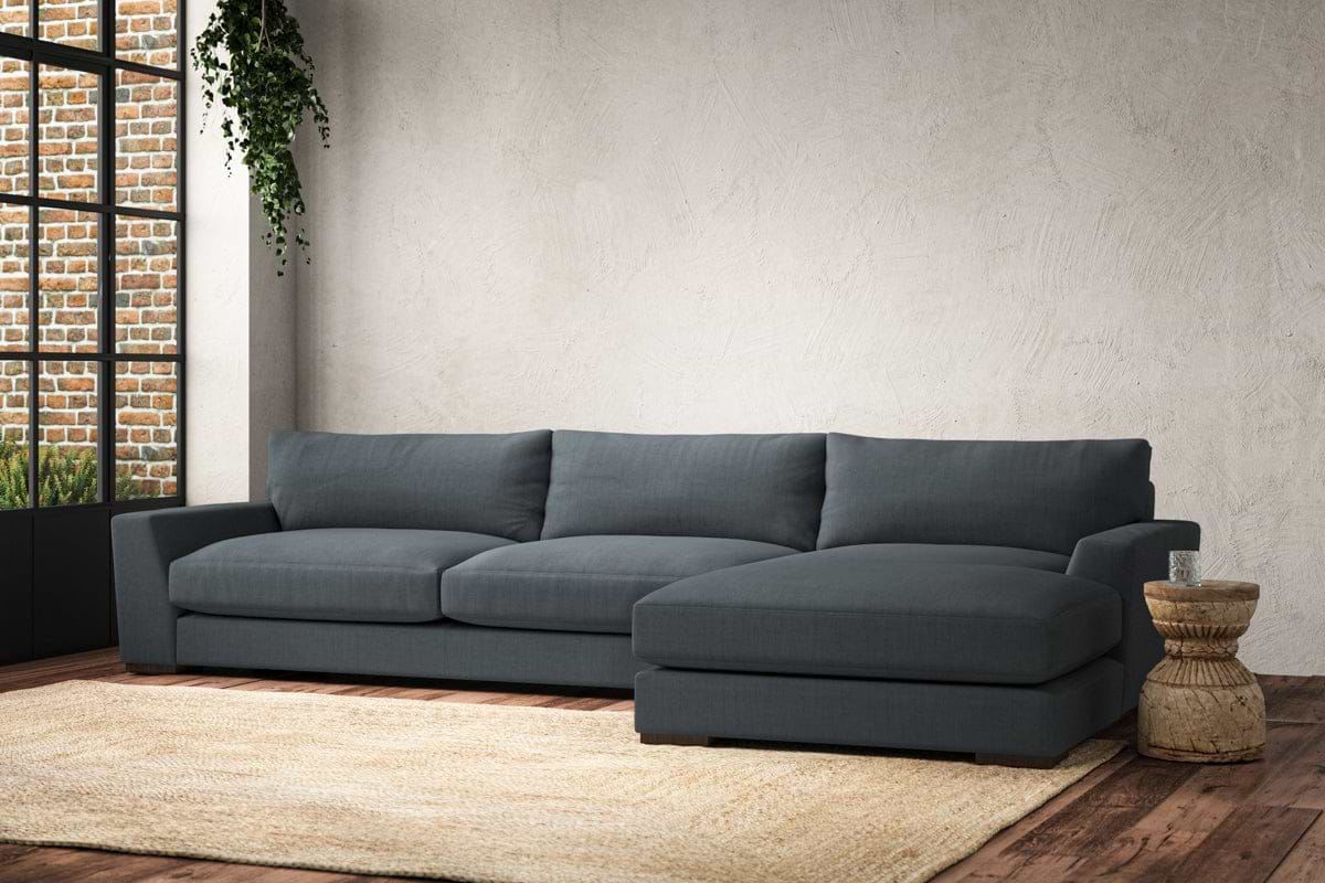 Guddu Grand Right Hand Chaise Sofa - Brera Linen Dusk