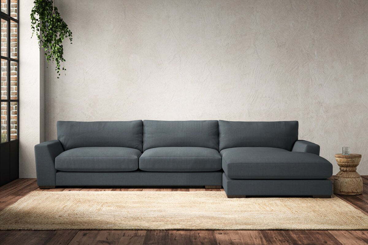 Guddu Grand Right Hand Chaise Sofa - Brera Linen Dusk-MAKE TO ORDER-Nkuku