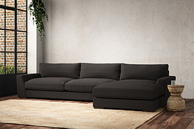 Guddu Grand Right Hand Chaise Sofa - Brera Linen Espresso