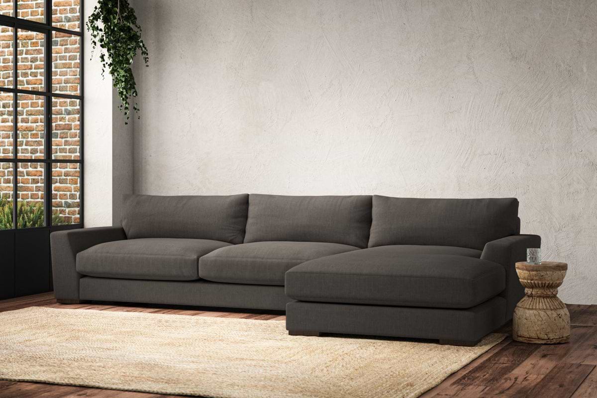 Guddu Grand Right Hand Chaise Sofa - Brera Linen Granite