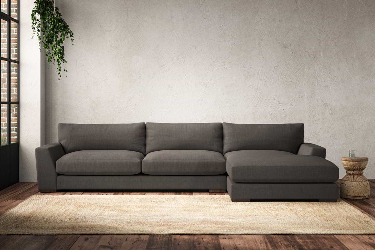 Guddu Grand Right Hand Chaise Sofa - Brera Linen Granite-MAKE TO ORDER-Nkuku