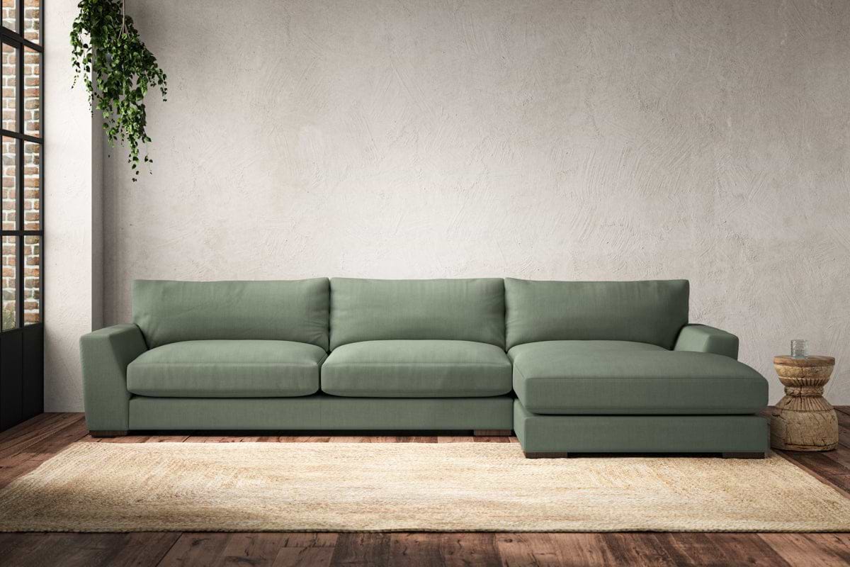 Guddu Grand Right Hand Chaise Sofa - Brera Linen Jade-MAKE TO ORDER-Nkuku