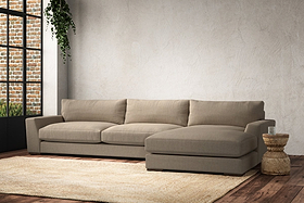 Guddu Grand Right Hand Chaise Sofa - Brera Linen Pebble