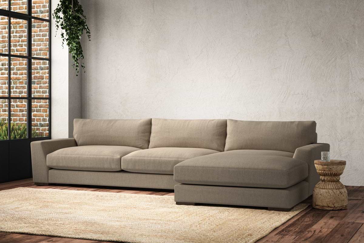 Guddu Grand Right Hand Chaise Sofa - Brera Linen Pebble