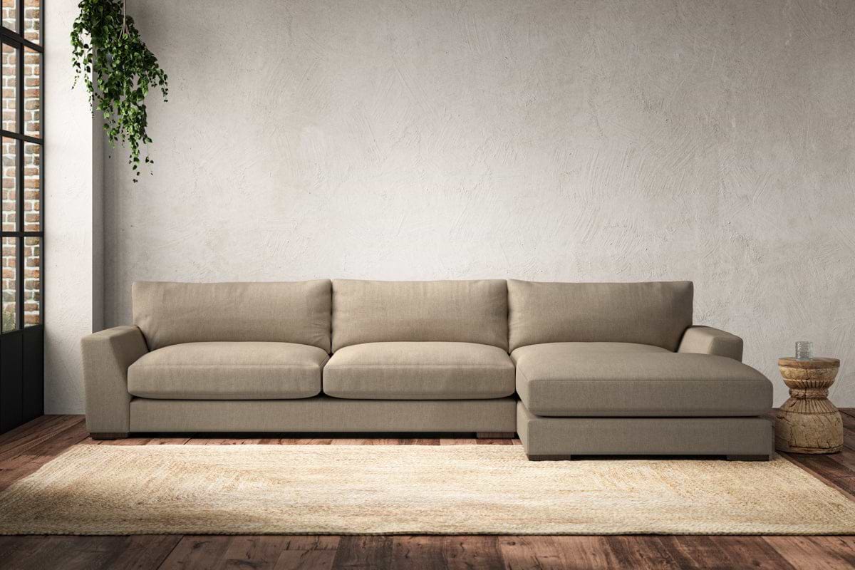 Guddu Grand Right Hand Chaise Sofa - Brera Linen Pebble-MAKE TO ORDER-Nkuku