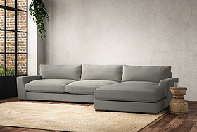 Guddu Grand Right Hand Chaise Sofa - Brera Linen Smoke