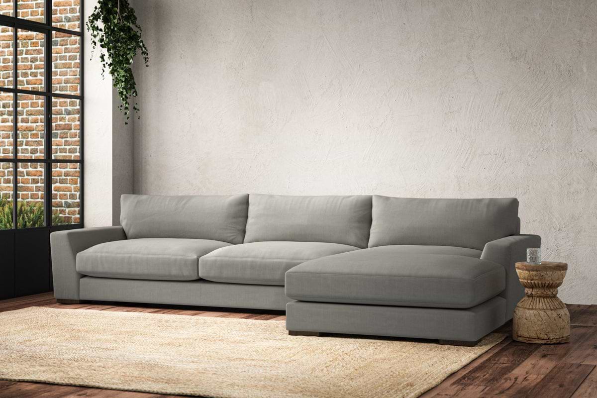 Guddu Grand Right Hand Chaise Sofa - Brera Linen Smoke