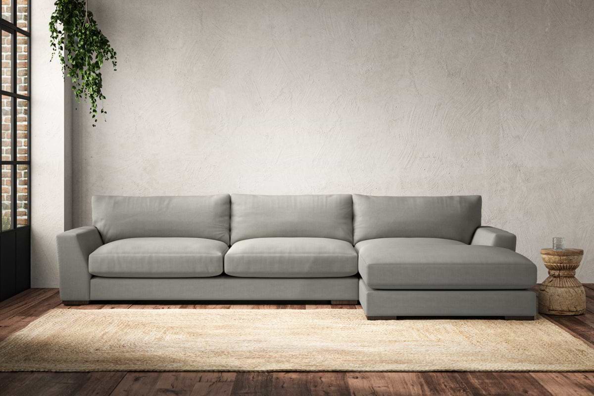 Guddu Grand Right Hand Chaise Sofa - Brera Linen Smoke-MAKE TO ORDER-Nkuku