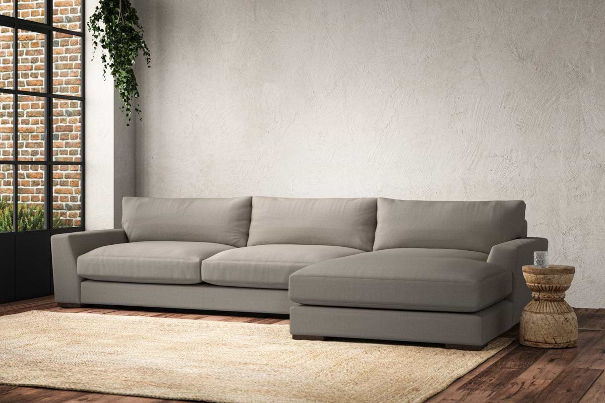Guddu Grand Right Hand Chaise Sofa - Recycled Cotton Flax