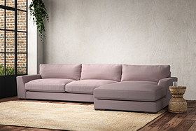Guddu Grand Right Hand Chaise Sofa - Recycled Cotton Lavender