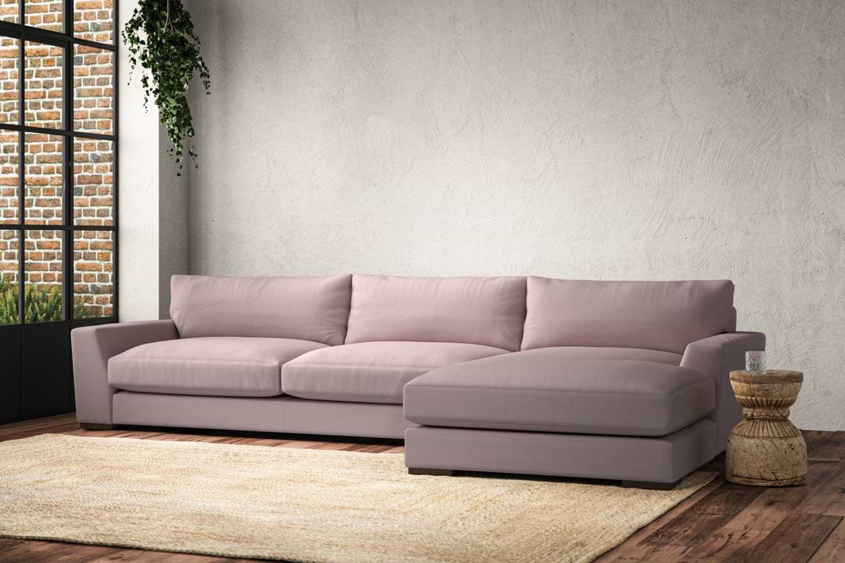 Guddu Grand Right Hand Chaise Sofa - Recycled Cotton Lavender