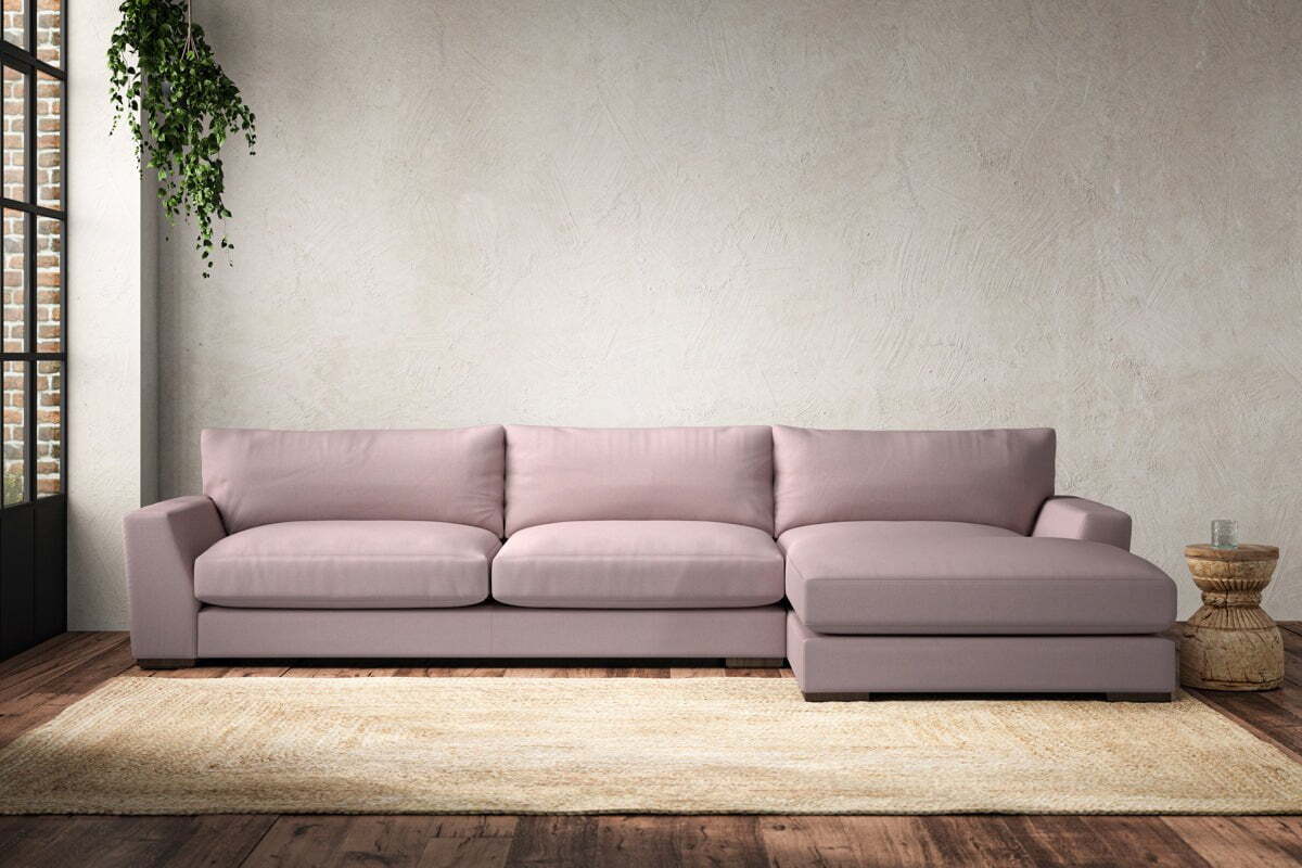 Guddu Grand Right Hand Chaise Sofa - Recycled Cotton Lavender-MAKE TO ORDER-Nkuku