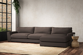 Guddu Grand Right Hand Chaise Sofa - Recycled Cotton Mocha