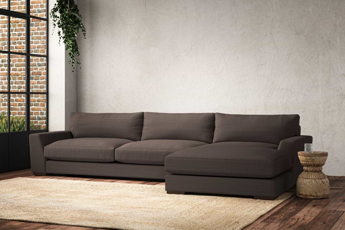 Guddu Grand Right Hand Chaise Sofa - Recycled Cotton Mocha