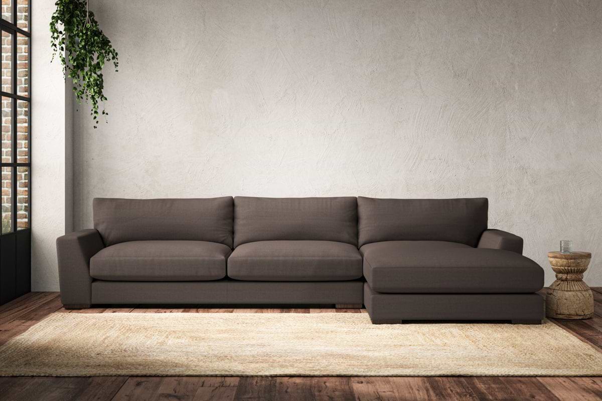 Guddu Grand Right Hand Chaise Sofa - Recycled Cotton Mocha-MAKE TO ORDER-Nkuku
