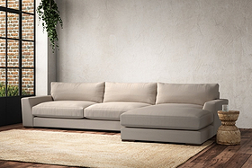 Guddu Grand Right Hand Chaise Sofa - Recycled Cotton Natural