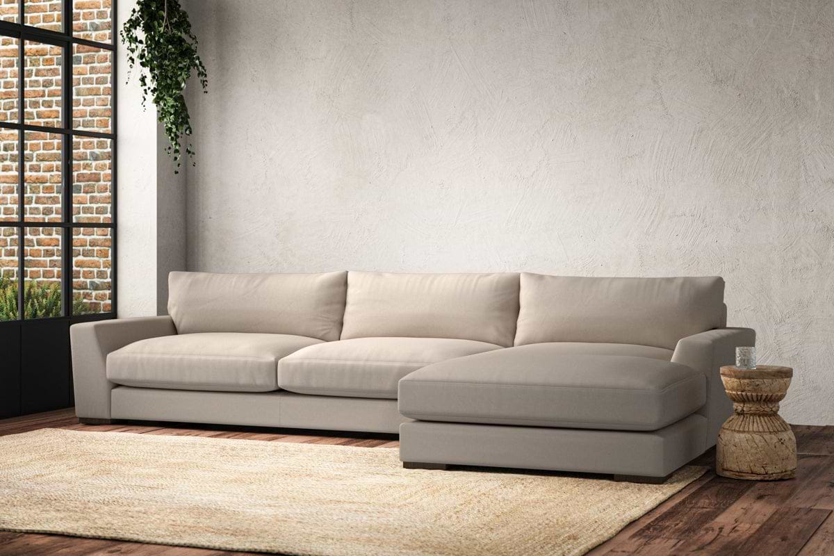 Guddu Grand Right Hand Chaise Sofa - Recycled Cotton Natural