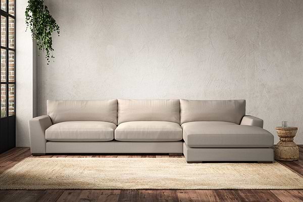 Guddu Grand Right Hand Chaise Sofa - Recycled Cotton Natural