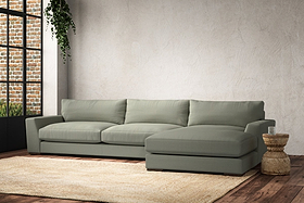 Guddu Grand Right Hand Chaise Sofa - Recycled Cotton Seaspray