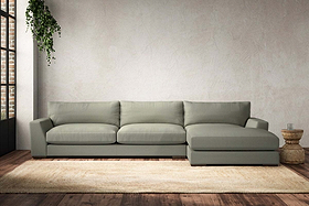 Guddu Grand Right Hand Chaise Sofa - Recycled Cotton Seaspray
