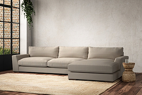 Guddu Grand Right Hand Chaise Sofa - Recycled Cotton Stone