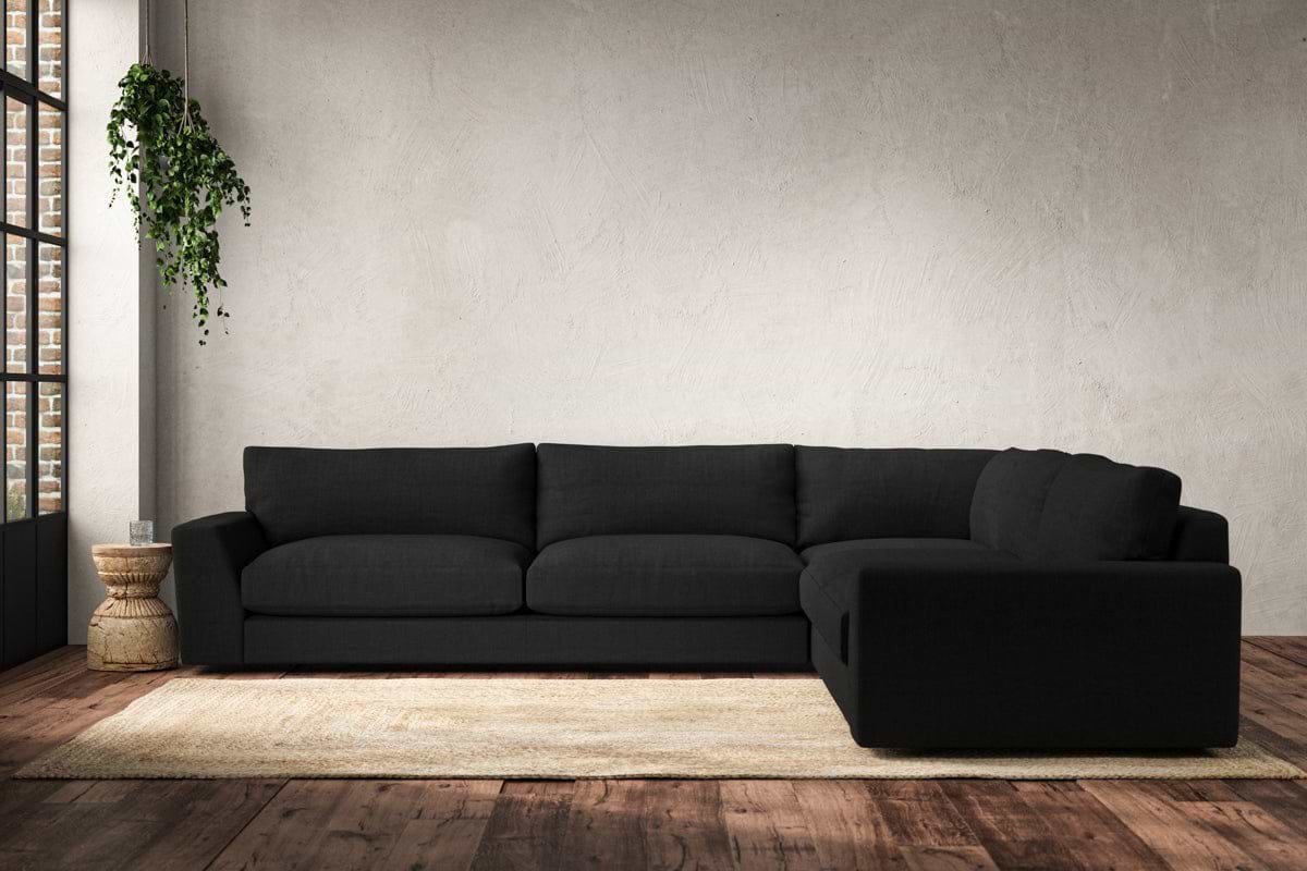 Guddu Grand Right Hand Corner Sofa - Brera Linen Charcoal-MAKE TO ORDER-Nkuku
