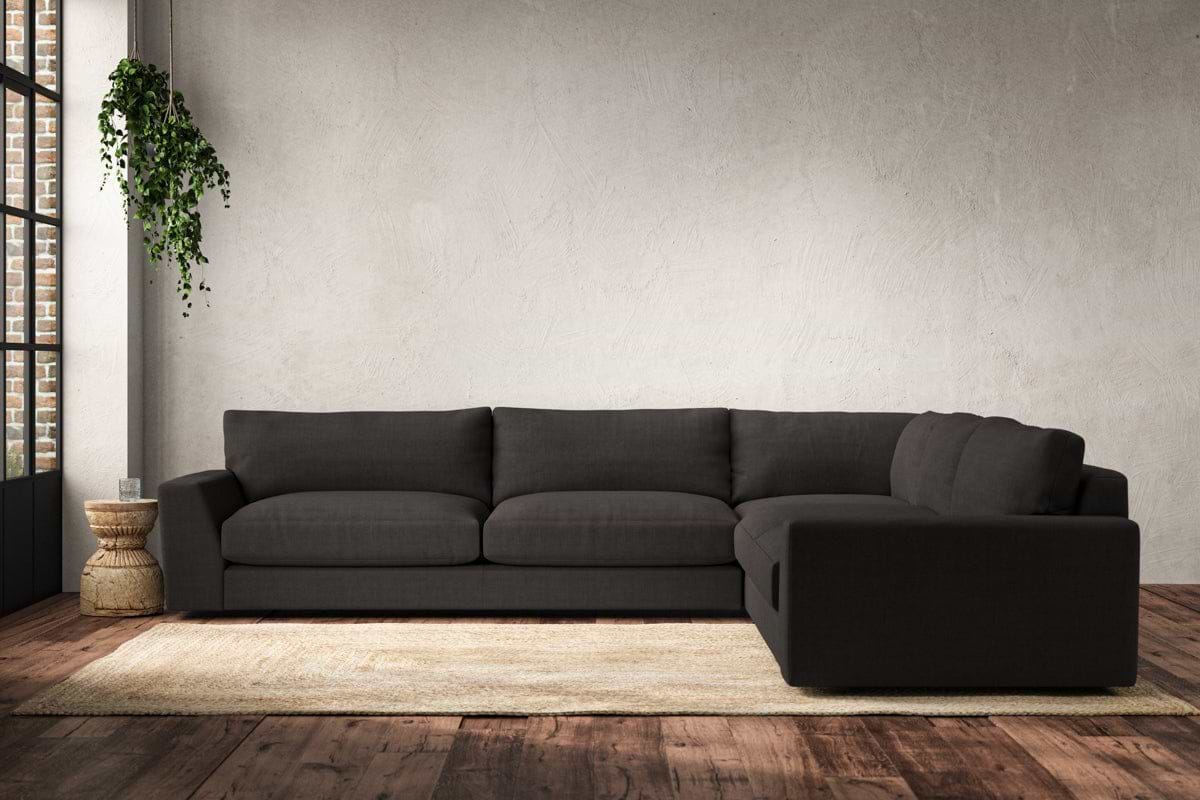 Guddu Grand Right Hand Corner Sofa - Brera Linen Espresso-MAKE TO ORDER-Nkuku