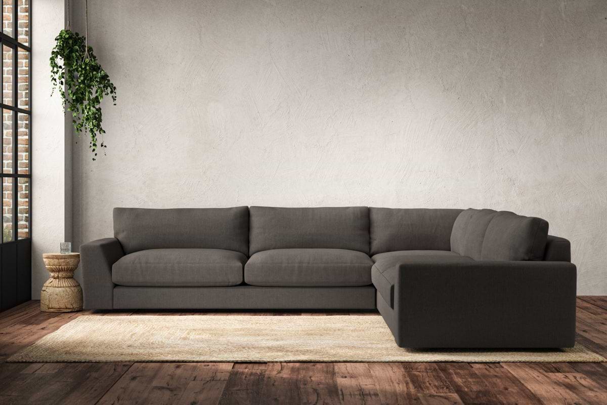 Guddu Grand Right Hand Corner Sofa - Brera Linen Granite-MAKE TO ORDER-Nkuku