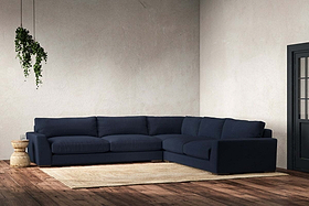 Guddu Grand Right Hand Corner Sofa - Brera Linen Indigo