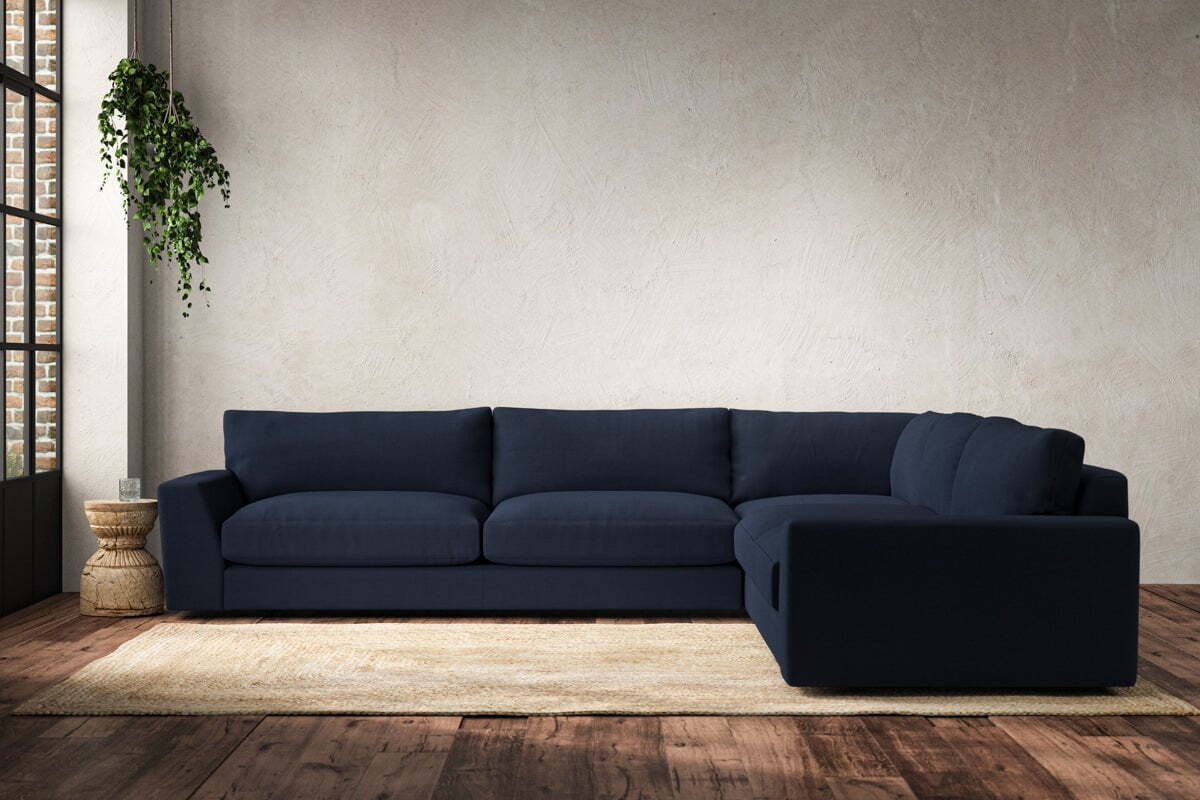 Guddu Grand Right Hand Corner Sofa - Brera Linen Indigo-MAKE TO ORDER-Nkuku