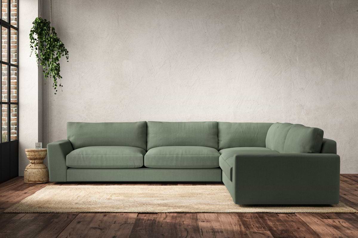 Guddu Grand Right Hand Corner Sofa - Brera Linen Jade-MAKE TO ORDER-Nkuku