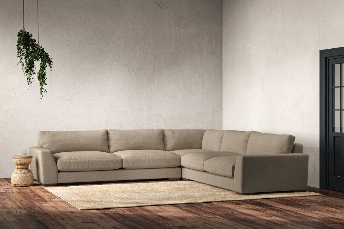 Guddu Grand Right Hand Corner Sofa - Brera Linen Pebble