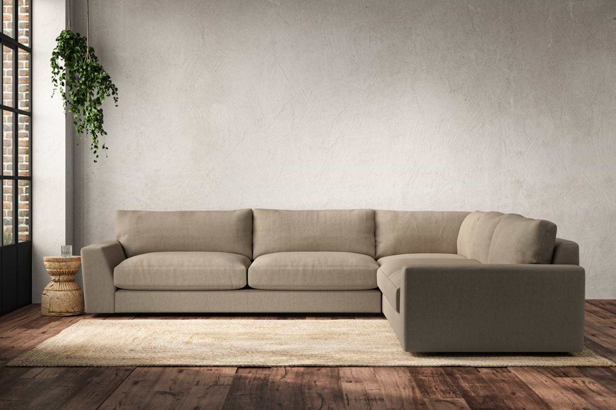 Guddu Grand Right Hand Corner Sofa - Brera Linen Pebble-MAKE TO ORDER-Nkuku