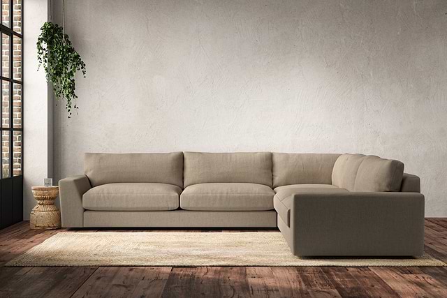 Guddu Grand Right Hand Corner Sofa - Brera Linen Pebble